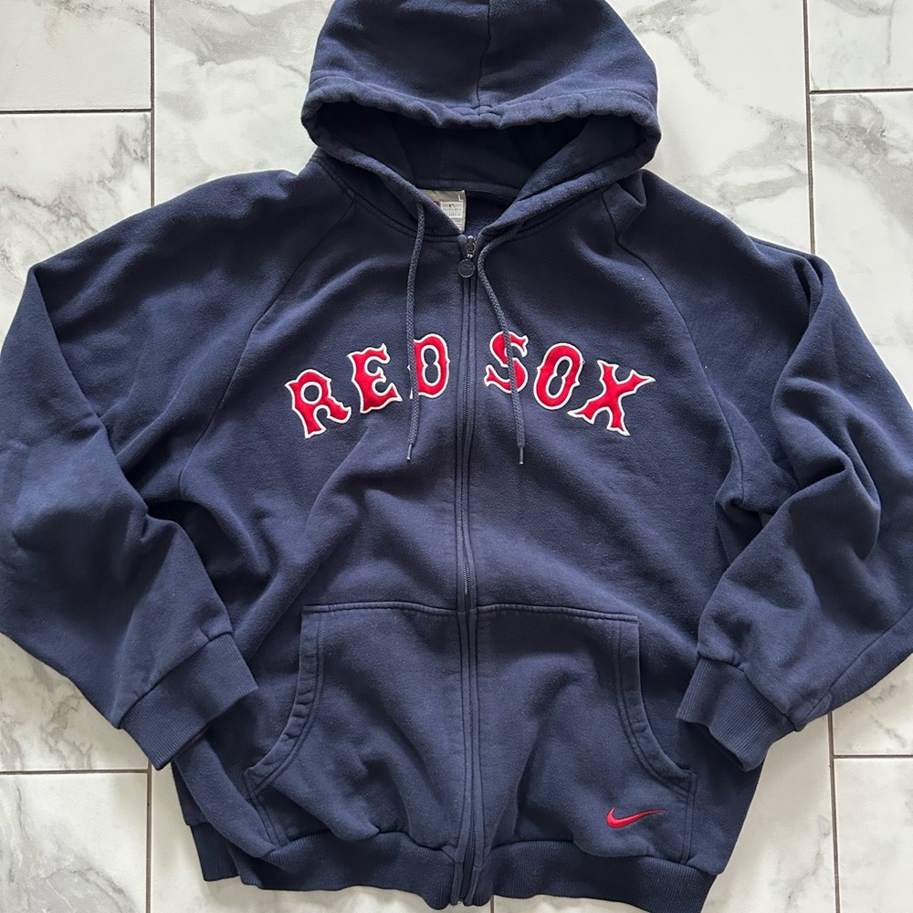 y2k Nike Boston Red Sox Navy Full Zip Boxy Fit Hoodie